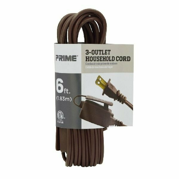 Prime 6 16/2 SPT-2 3-OUTLET BROWN CORD EC 670606